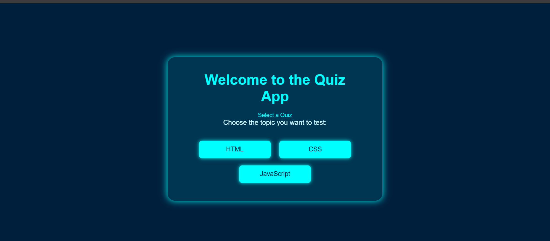 Interactive quiz application interface